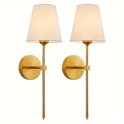 Juego de 2 Apliques Industriales Retro - Lámparas Metálicas Modernas con Pantalla de Tela Blanca para Decoración de Dormitorio, Sala de Estar, Cocina y Baño