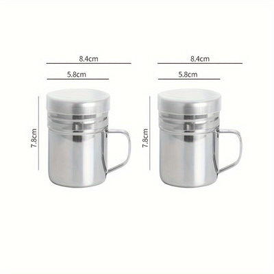 Tarro de Condimentos de Acero Inoxidable con Asa - Contenedor Duradero para Especias de BBQ, Recipiente para Polvo de Pimienta y Sésamo con Tapa, Ideal para Uso en Casa, Restaurante, Café, Contenedor de Especias para BBQ|Utensilios de Cocina Modernos|Dis