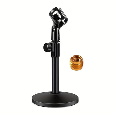 Soporte de micrófono de escritorio, soporte de micrófono de escritorio ajustable mejorado con clip de micrófono y tornillo macho de 5/8 pulgadas a tornillo hembra de 3/8 pulgadas, adecuado para Blue Yeti Snowball Spark y otros micrófonos.