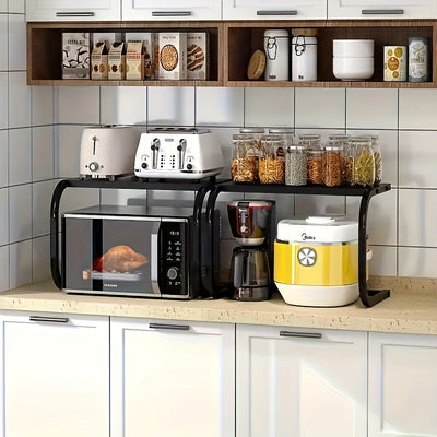 Estantería de Acero Inoxidable en Forma de U, 1 Pieza, Adecuada para Microondas, Soporte Independiente, Organizador de Cocina, Estante Vertical de Doble Nivel Resistente - Diseño Anticorrosivo y Antiadherente | Alta Resistencia al Calor | Para Platos/Bot