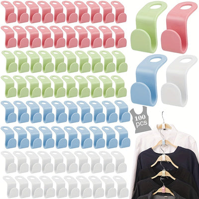 100pcs Conectores De Perchas Para Ropa, Ganchos Mágicos Para Perchas, Ganchos De Conexión En Cascada De Alta Resistencia, Clips Extensores De Perchas Ahorradores De Espacio Para Ropa Para Organizar El Armario