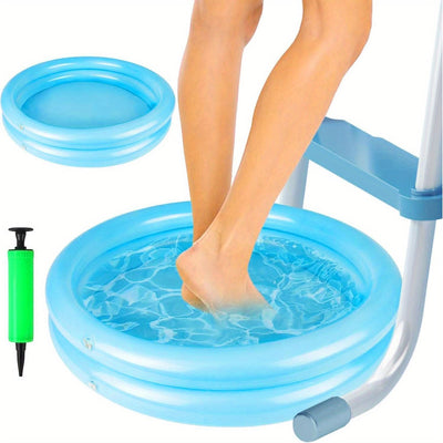 Popular Choice Bañera Inflable para Pies Azul - Duradera y Portátil, Ideal para Escaleras de Piscina, Uso Familiar al Aire Libre y Relajación, Diseño Minimalista, Sin Necesidad de Electricidad