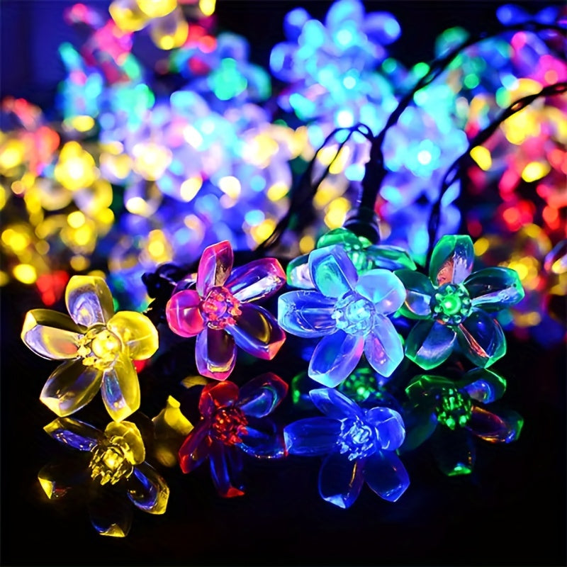 Luz de cadena de flores solares SolarFlora LED, luces de jardín de flores de plástico multicolor, batería de níquel de 600mAh, control de botón, temática espacial, módulo fotovoltaico no extraíble, ideal para decoración de bodas