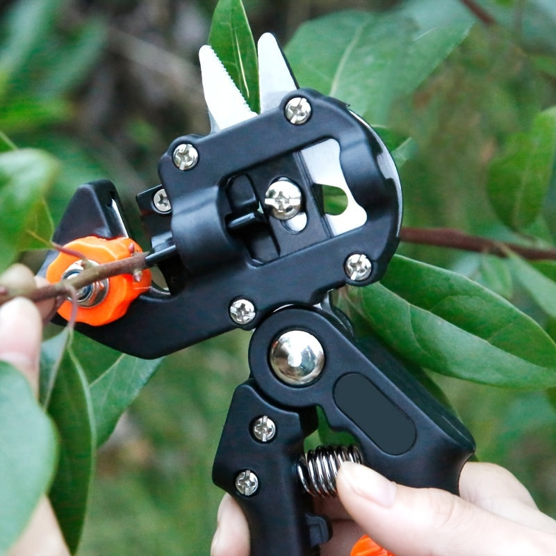 Herramientas de injerto para jardinería con 3 cortes diferentes + destornillador + llave pequeña + bolsa especial de almacenamiento Tijeras agrícolas tamaño tala de árboles frutales, corte con 3 cortes distintos