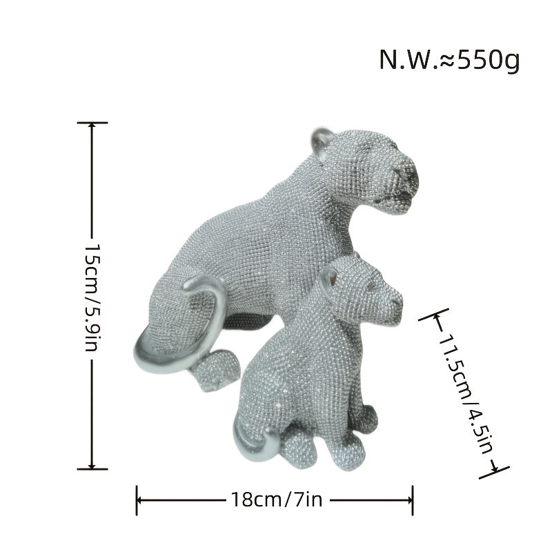 Conjunto de Resina de Leopardo Sentado Madre y Cría, Figura de Animal Versátil para Decoración del Hogar - Ideal para Salón, Oficina, Armario, Escritorio y Entrada - Regalo Perfecto para el Día de la Madre, Uso Interior y Exterior