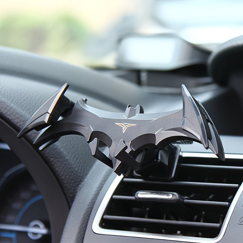 Soporte para teléfono en ventilación de auto, diseño ajustable y extensible en forma de murciélago, plástico negro de alta calidad, agarre seguro para ranuras de ventilación, accesorios para auto, accesorio para vehículo | Diseño único de murciélago | Pl