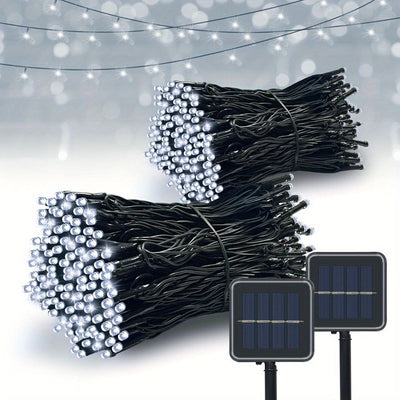para Iluminación de Escenario, Luces Solares de Cadena Exterior con 50/100/200 LEDs, Luz de Cuerda Solar, 8 Modos de Iluminación, Luces de Hadas Parpadeantes, Adecuado para Árbol de Navidad, Decoración de Jardín, Camping al Aire Libre, Impermeable, Multi