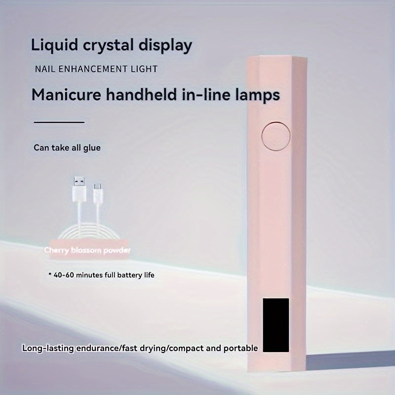 1 pieza, Secador de uñas LED portátil USB - Gel de polichilado de curado rápido, herramienta de arte de uñas portátil ahorradora de energía con pantalla digital, batería de litio recargable para uso en casa y salón, accesorios de tecnología de uñas, dise