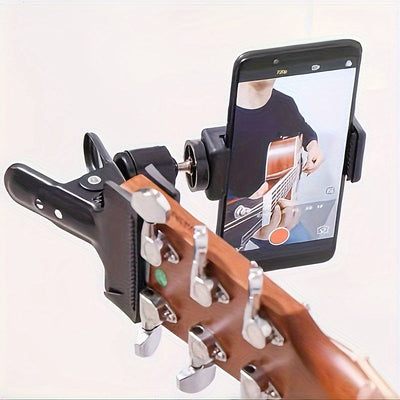 Soporte de guitarra ABS ajustable con rotación de 360° - Soporte seguro para teléfono móvil para transmisión en vivo, grabación y uso multiusos, accesorio para transmisión en vivo | Diseño elegante de soporte | Material ABS duradero