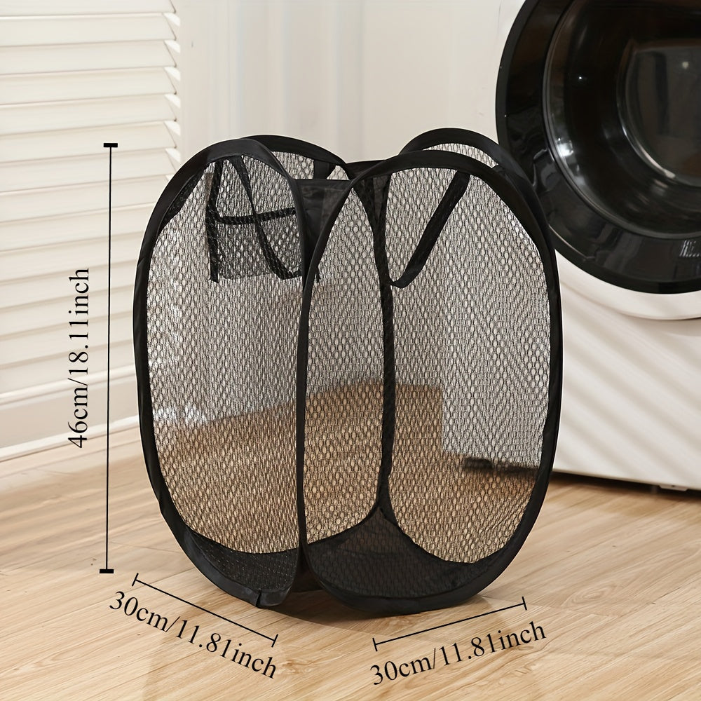 1pc Estilo Glam Cesta de ropa sucia plegable con asa - Cesta de almacenamiento de malla de plástico rectangular para varios tipos de habitaciones, organizador de ropa sucia con gran capacidad
