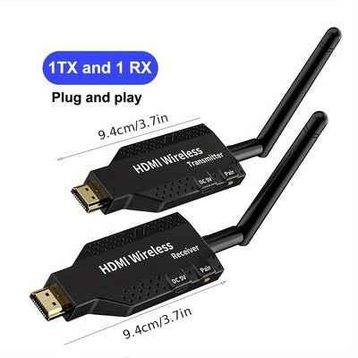 ALYNIC 1080P 60Hz 50m Transmisor y receptor inalámbricos compatibles con HDTV, 1 TX a 4 RX Adaptador de dongle de video y audio portátil HD, kit de extensor con antena de baja latencia para cámara, portátil, PS4, PC a proyector de TV, monitor, plug & pla