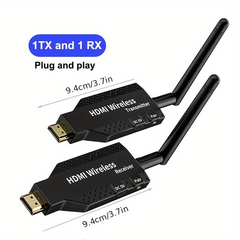 ALYNIC 1080P 60Hz 50m Transmisor y receptor inalámbricos compatibles con HDTV, 1 TX a 4 RX Adaptador de dongle de video y audio portátil HD, kit de extensor con antena de baja latencia para cámara, portátil, PS4, PC a proyector de TV, monitor, plug & pla