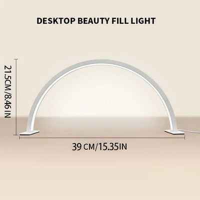 Linterna de Escritorio LED en Forma de Media Luna con Brillo y Temperatura de Color Ajustables, Diseño de Aluminio Alimentado por USB, Ideal para Arte de Uñas, Tatuajes e Iluminación del Espacio de Cuidado de la Piel y Maquillaje, Lámparas de Oficina en