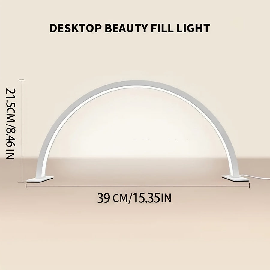 Linterna de Escritorio LED en Forma de Media Luna con Brillo y Temperatura de Color Ajustables, Diseño de Aluminio Alimentado por USB, Ideal para Arte de Uñas, Tatuajes e Iluminación del Espacio de Cuidado de la Piel y Maquillaje, Lámparas de Oficina en