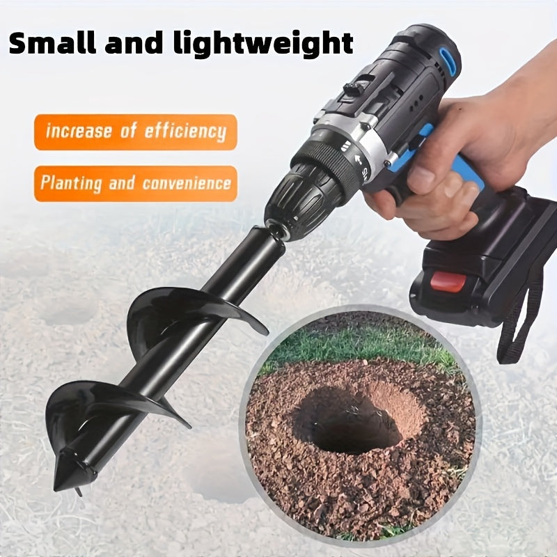 1pc Herramienta de jardín taladro espiral para cultivo de suelo - Mango hexagonal, metal, utilizable con taladro inalámbrico, ideal para perforación de suelo, no requiere energía, paquete de un solo artículo, fácil de usar bit hexagonal