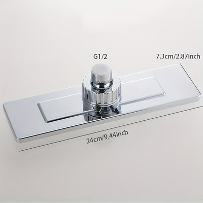 1pc Ducha Rectangular de Alta Presión - Montaje en Pared, Configuración Lluvia, Plástico ABS Pulido, Sin Necesidad de Electricidad, Accesorio Moderno para una Experiencia Mejorada al Duchar, Diseño Contemporáneo y Elegante, Construcción Robusta, Fácil In