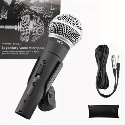 Microfono Dinámico SM58 Profesional - Construcción Robusta, Rejilla de Reducción de Ruido, Compatible con USB (Sin Necesidad de Pilas) - Ideal para Conciertos en Vivo, Karaoke, Podcasts, Iglesias y Estudios Caseros - Perfecto para Profesionales y Princip
