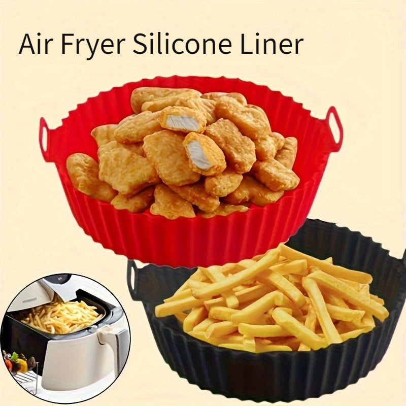 1pc Sartén de silicona multiusos para freidora, resistente al calor, de grado alimenticio, reciclable, engrosada, con tapete antiadherente para hornear, para cocina doméstica, horneado