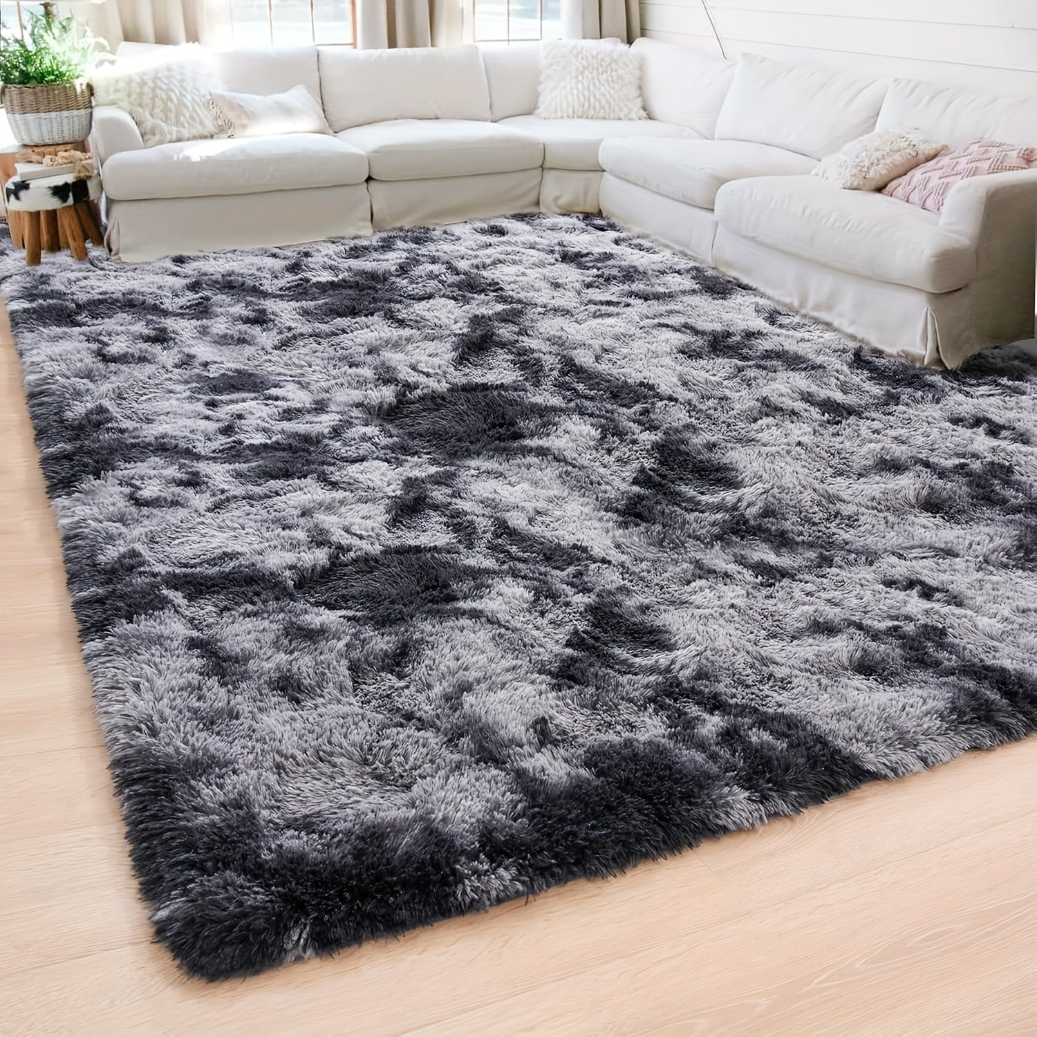 Alfombra Peluda de Felpa Incluida Debajo - Tamaño Extra Grande 23ft² Suave y Esponjosa 100% Poliéster, Color Beige Claro Duradero Hecha a Máquina para Sala o Dormitorio, Fácil de Limpiar Ligera y Portátil, Confort en el Hogar | Alfombras Modernas para Do
