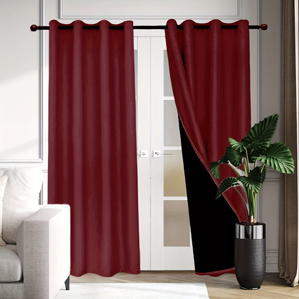 Panel de Cortina BONZER 100% Opaco con Aislamiento Térmico, Top con Ojales para Colgar Fácilmente, Diseño Bicolor Beige y Negro para Sala de Estar o Dormitorio, 1pc, Cortinas Bloqueadoras de Luz | Cortinas Bicolor | Tejido Duradero, BONZER