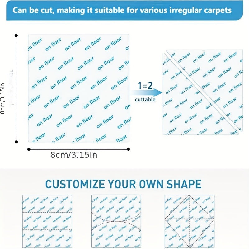 Juego de 4 Sujeta Alfombras para Alfombra, Pegatinas Antideslizantes para Pisos de Madera y Azulejos, Cinta Adhesiva Reutilizable para Áreas de Alfombra, Cortable, Adecuada para Diversos Tipos de Alfombras Irregulares, Soporte de Esquina con Adhesivo de