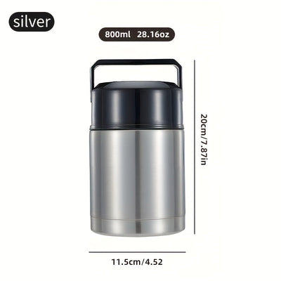 1 Unidad, Recipiente Térmico Aislado Para Alimentos, 35.2oz/28.16oz, Recipiente Cilíndrico De Acero Inoxidable Para Almuerzo, Fiambrera Térmica, Para Sopa, Gachas, Ensalada Y Más, Para La Escuela Y La Oficina, Accesorios De Cocina, Accesorios De Viaje