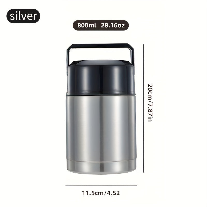 1 Unidad, Recipiente Térmico Aislado Para Alimentos, 35.2oz/28.16oz, Recipiente Cilíndrico De Acero Inoxidable Para Almuerzo, Fiambrera Térmica, Para Sopa, Gachas, Ensalada Y Más, Para La Escuela Y La Oficina, Accesorios De Cocina, Accesorios De Viaje