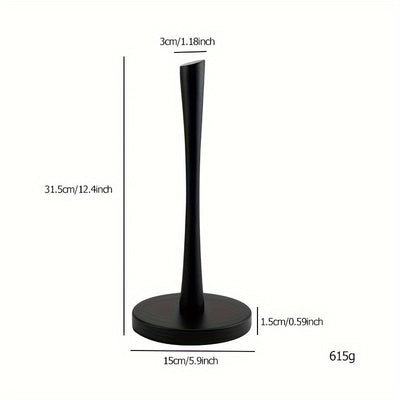 Soporte de Papel de Cocina de Acero Inoxidable - Elegante Soporte de Encimera con Almacenamiento de Película Adhesiva, Instalación Sin Taladro, Negro/Plateado