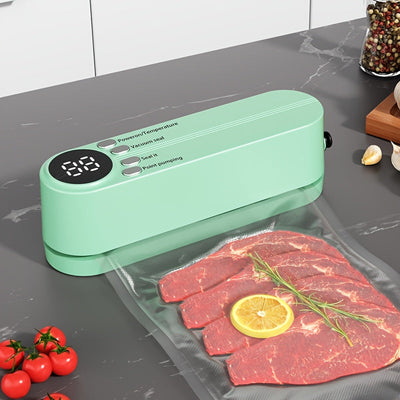 Sellador de vacío automático compacto con 10 bolsas - Recargable por USB, batería de litio, función de succión y inflado externo, ideal para cocina y pícnic al aire libre, conserva alimentos durante horas, sellador de vacío para cocina | Diseño compacto