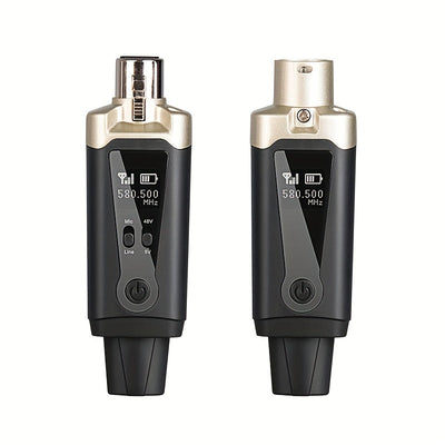 Sistema de micrófono inalámbrico LMBGM 48V, XLR a Lightning/Mixer/Amp de guitarra enchufado, carga USB-C, 1.0W, 2.5W potencia máxima, micrófono dinámico y capacitivo para producción de música, mejora de calidad de sonido, regalo ideal de Navidad, transmi