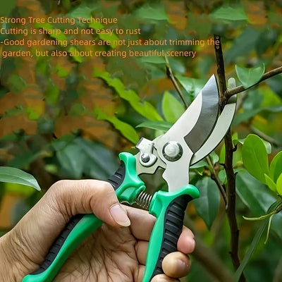2/1pieza Tijeras de poda ergonómicas de acero inoxidable para jardinería y cuidado de césped - Mango antideslizante, cortadora de ramas duradera, mecanismo de resorte cómodo. Diseño ergonómico, construcción sólida, ideal para poda precisa y cuidado de cé