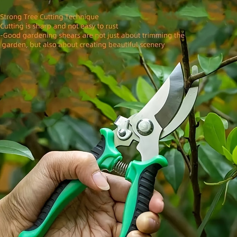2/1pieza Tijeras de poda ergonómicas de acero inoxidable para jardinería y cuidado de césped - Mango antideslizante, cortadora de ramas duradera, mecanismo de resorte cómodo. Diseño ergonómico, construcción sólida, ideal para poda precisa y cuidado de cé