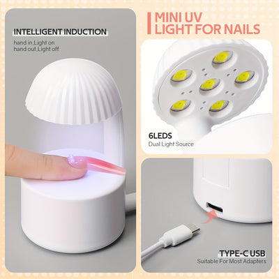 Mini Secador de Uñas con Lámpara - Secador de Esmalte en Gel Alimentado por USB con Diseño de Cúpula para Secado Rápido, Portátil para Hogar y Viaje, Libre de Formaldehído, Sin Pantalla, Máquina de Manicura Compacta, Estilo Elegante, Rendimiento Fiable,