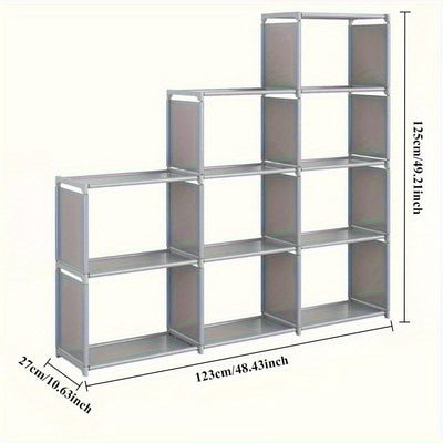 1pc Estante Metálica Versátil de 9 Niveles - Estantería Multifuncional para Libros, Ropa y Almacenamiento en Casa - Tubo de 8mm, Tubería Dorada, Ideal para Sala, Dormitorio o Oficina