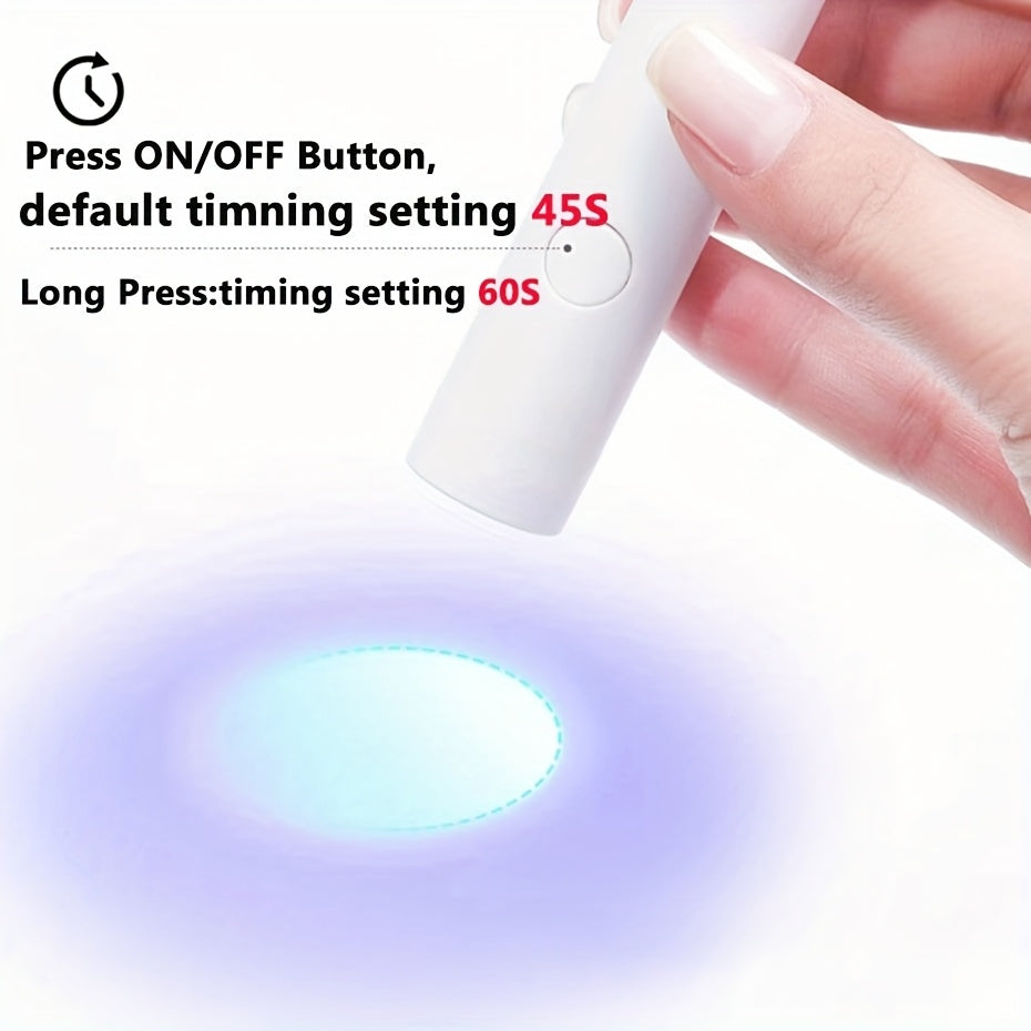 Lámpara de uñas compacta para uso portátil, con 3 cuentas, recargable por USB, adecuada para manicuras en casa - Material plástico, sin formaldehído, secador de uñas.