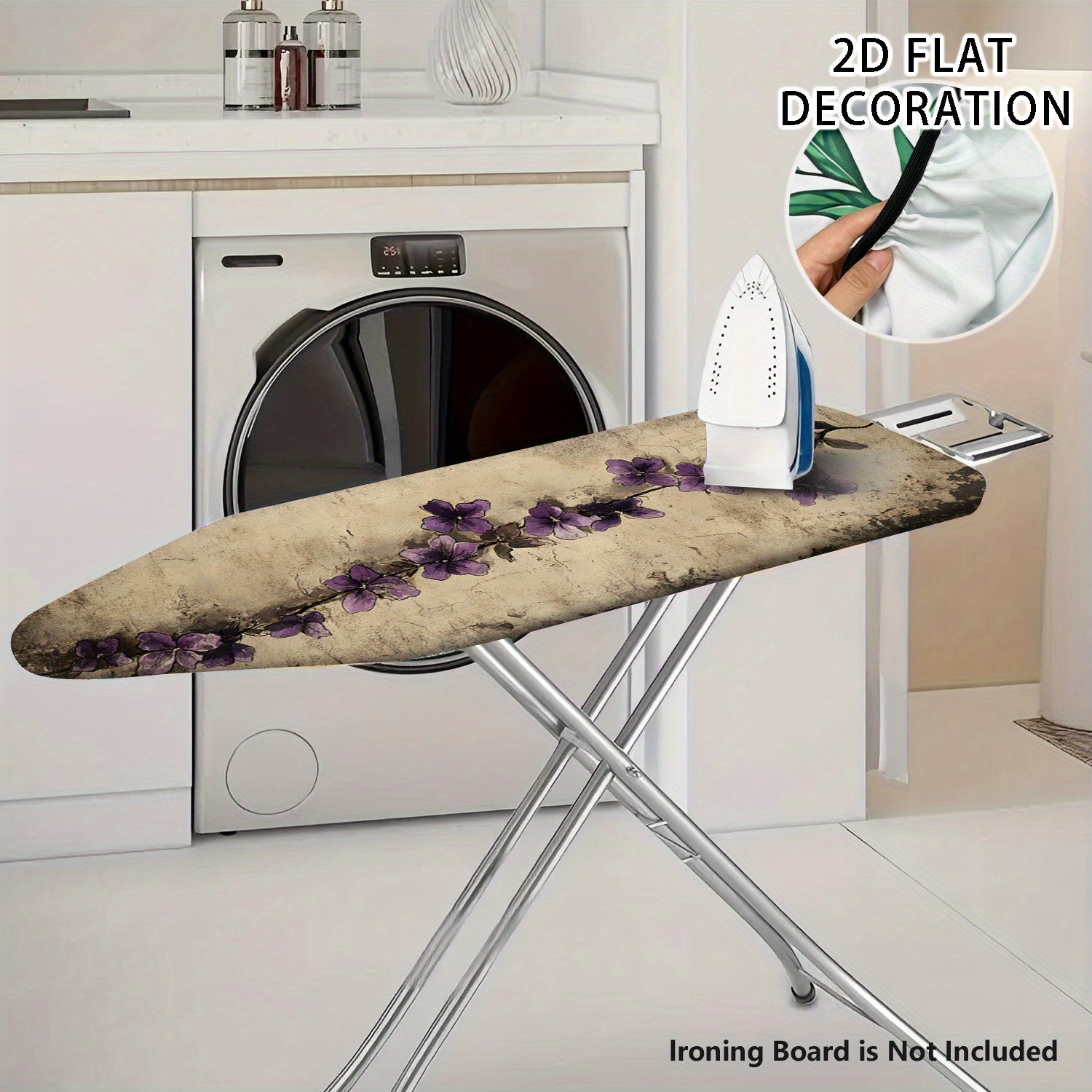 Fundas Lavables para Tabla de Planchar con Diseño Elegante 2D de Enredaderas Moradas - Ajuste Perfecto para la Mayoría de Mesas de Planchado Estándar, Decoración para Lavandería, Accesorios Prácticos y Fáciles de Instalar, Superficie Lisa, Esenciales del
