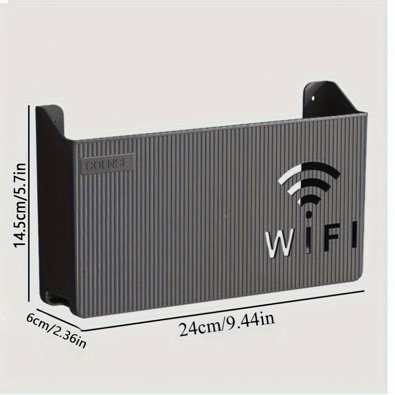 Estante para enrutador inalámbrico montado en la pared con soporte para cables y alimentación, caja de almacenamiento para sala de estar