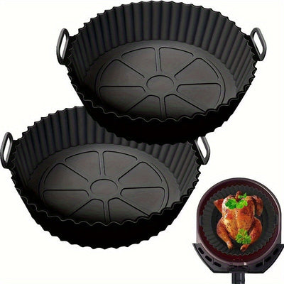 2 unidades de Ollas de Silicona Reutilizables para Freidora de Aire - Antiadherentes, Fáciles de Limpiar, Líneas para Ninja, Tower, COSORI - Esenciales de Cocina de Reemplazo para Papel de Horno Desechable