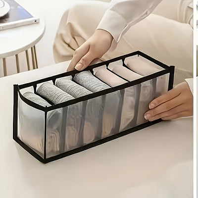 Organizador de ropa interior plegable con divisores, 1 pieza – Caja de almacenamiento para calcetines, cinturones y accesorios – Ideal para organizar clóset, armario y dormitorio