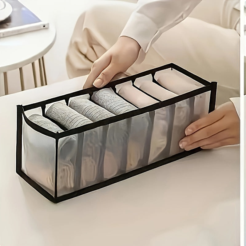 Organizador de ropa interior plegable con divisores, 1 pieza – Caja de almacenamiento para calcetines, cinturones y accesorios – Ideal para organizar clóset, armario y dormitorio