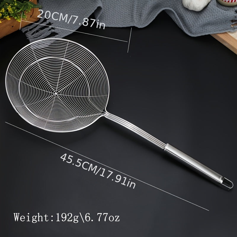1 Pieza, Colador De Acero Inoxidable, Cuchara De Alambre Con Mango, Colador De Araña De Cocina, Cuchara De Espumadera Para El Hogar, Para Freír, Herramienta De Cocina Para Alimentos Fritos, Utensilios De Cocina, Accesorios De Cocina