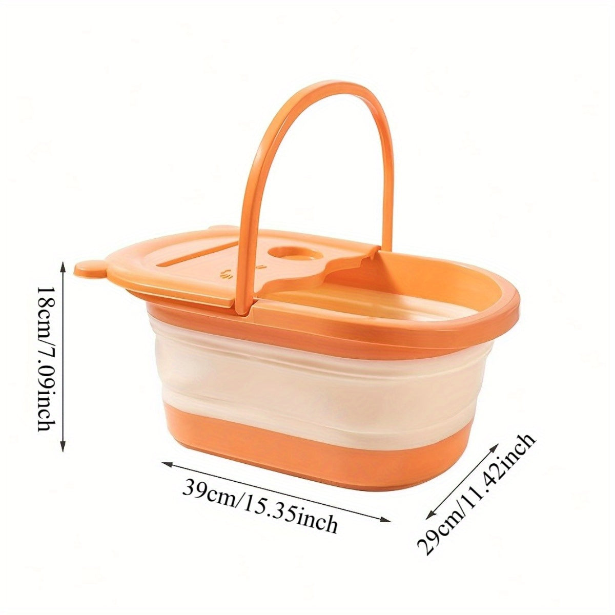 Bañera Plegable de Spa para 1 Persona con Masajeador Incorporado - Sin Necesidad de Electricidad, Piscina Portátil con Tapa Acolchada Suave, para Hogar, Viajes o Salón - Naranja/Beige o Rosa/Gris, Construcción en Plástico No Tóxico, Almacenamiento Compac