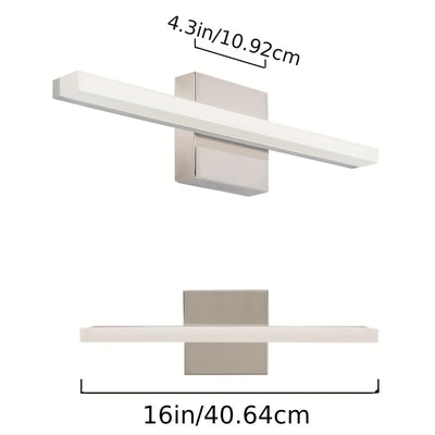 Barra de luz moderna para tocador de baño de 16 pulgadas, 9W, aplique de pared con pantalla de acrílico, luz blanca fría 6000K, montaje semiempotrado, base de metal, incluye hardware de instalación - Ideal para iluminación de baño, luz para tocador | Ilu