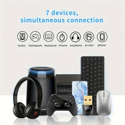 Adaptador inalámbrico USB BT5.4, receptor inalámbrico USB, compatible con computadoras/auriculares/teclados/mouse habladores, Windows11/10/8.1, enchufa y juega, compatible retro automático con dispositivos 5.3/5.1/5.0/4.2/4.1/4.0, haz que tu computadora