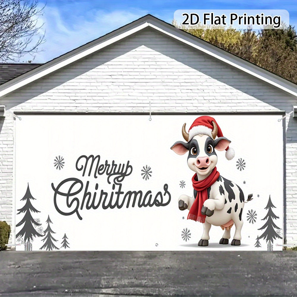 Banner de puerta 2D, 1 unidad, Decoración Navideña con Gorro y Copo de Nieve, Poliéster, para fiestas navideñas, bodas, decoración de habitaciones o jardines al aire libre