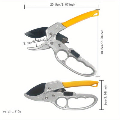 1 pieza de tijeras de poda profesionales SK5 - Tijeras de poda de acero de ratchet amarillo de alta resistencia con mango ergonómico, ideales para jardinería y árboles frutales, perfectas para Navidad, Halloween, Pascua, Hanukkah, Acción de Gracias