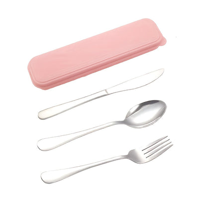 Juego de vajilla portátil de acero inoxidable de 4 piezas, cuchara, tenedor, cuchillo de acero inoxidable, adecuado para picnic, trabajo, campamento, escuela, viajes, vajilla reutilizable incluyendo caja, vajilla de viaje con caja de almacenamiento, apta