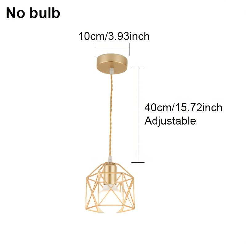 Lámpara colgante moderna minimalista en dorado y negro, con cabezal individual, altura ajustable, base para foco E27, montaje semiempotrado, ideal para comedor y bar, diseño cilíndrico elegante, construcción resistente, sin foco incluido