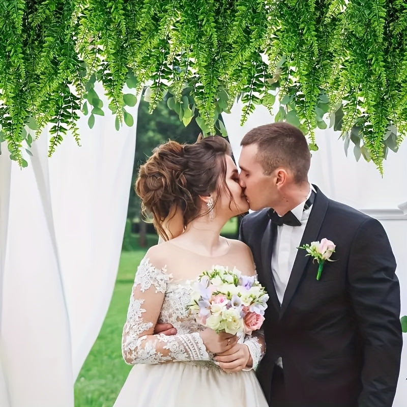 12 piezas de helechos colgantes artificiales de Boston realistas, 81.28 cm - Plantas artificiales de plástico de alta calidad para decoración interior/exterior, bodas y eventos | Sin mantenimiento, no necesita canasta ni electricidad, plantas artificiale