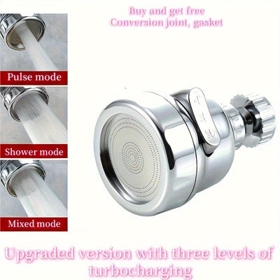 Cabeza de ducha mezcladora de 3 modos en acabado cromado, con 1 conector multifuncional - Pulverizador giratorio 360° para grifo, sin necesidad de electricidad, ideal para aireadores de cocina y baño, reemplazo de sistema de ducha | Construcción duradera